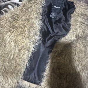 Me Jane Tan Faux Fur Vest with Black Lining